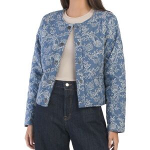 Lucky Brand Blue Floral Bomber Jacket